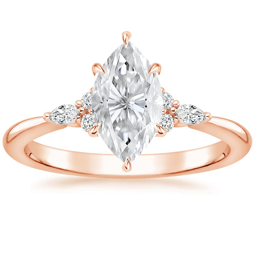 14K Rose Gold Nadia Diamond Ring, large top view
