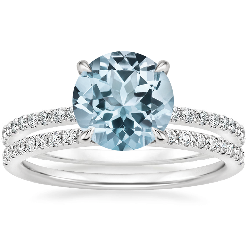 18K White Gold Demi Diamond Ring (1/3 ct. tw.) with Ballad Diamond Ring (1/6 ct. tw.)