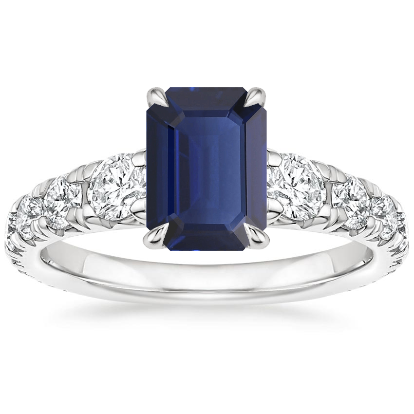 18K White Gold Tapered Luxe Sienna Diamond Ring, large top view