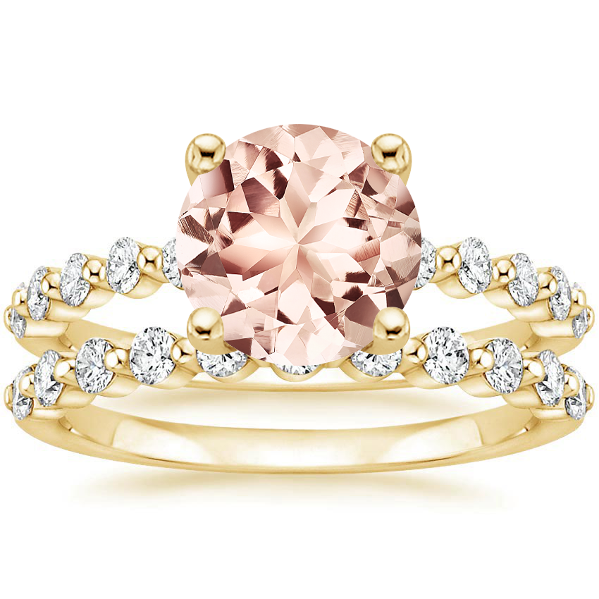 18KY Morganite Marseille Diamond Bridal Set (1/2 ct. tw.), top view