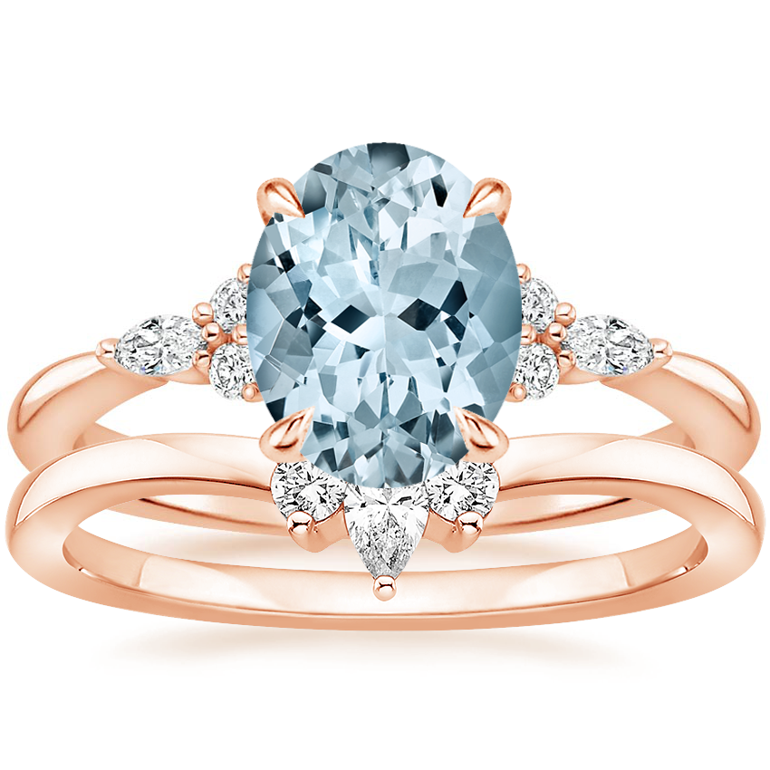 14KR Aquamarine Nadia Diamond Bridal Set, top view