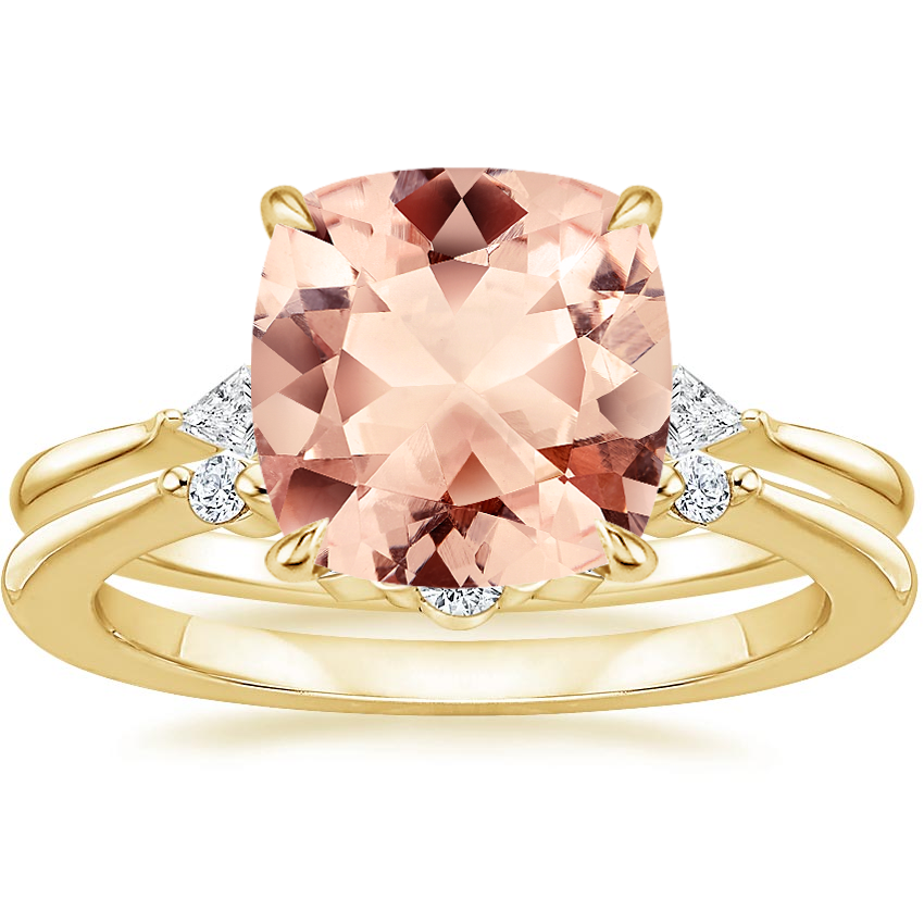 18KY Morganite Cometa Diamond Bridal Set, top view