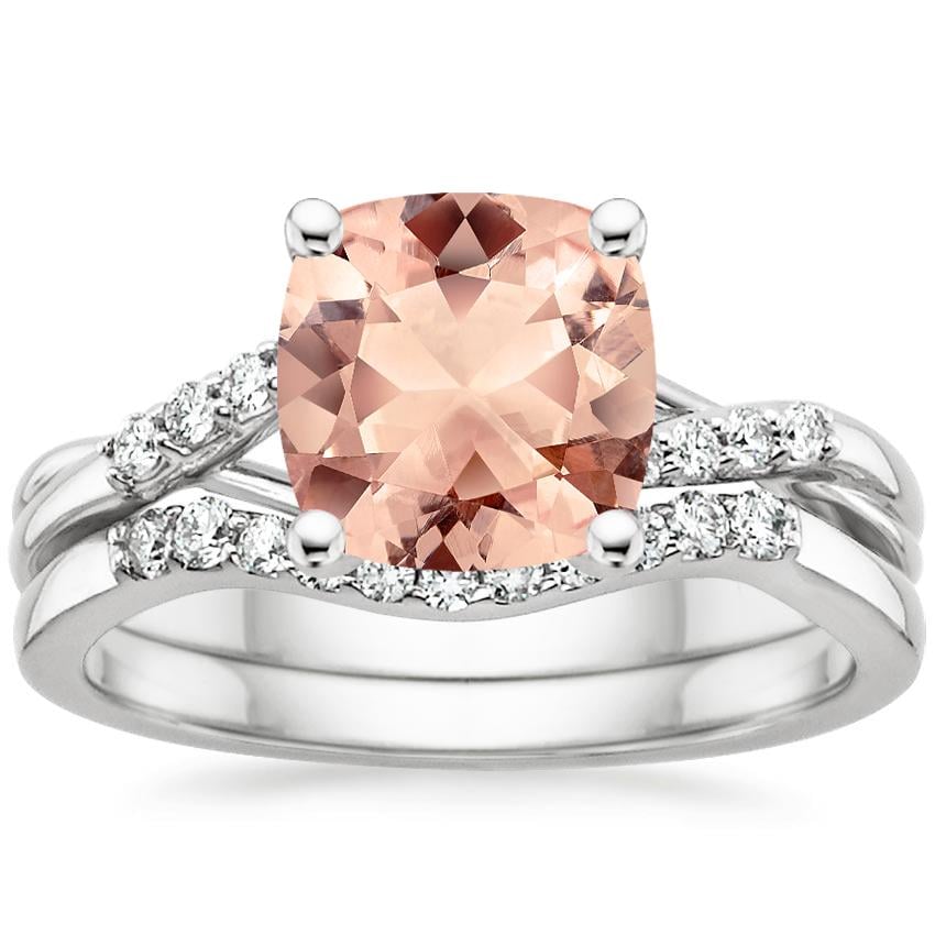 18KW Morganite Chamise Diamond Bridal Set, top view