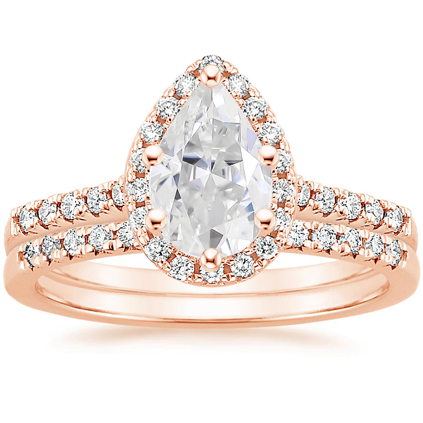 14KR Moissanite Odessa Diamond Ring (1/5 ct. tw.) with Sonora Diamond Ring (1/8 ct. tw.), top view