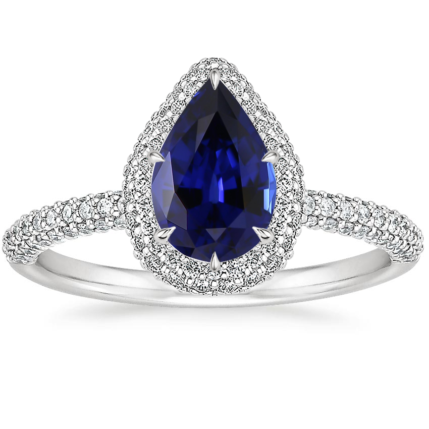 Lab Created Sapphire Valencia Halo Diamond Ring (1/2 ct. tw.) in Platinum