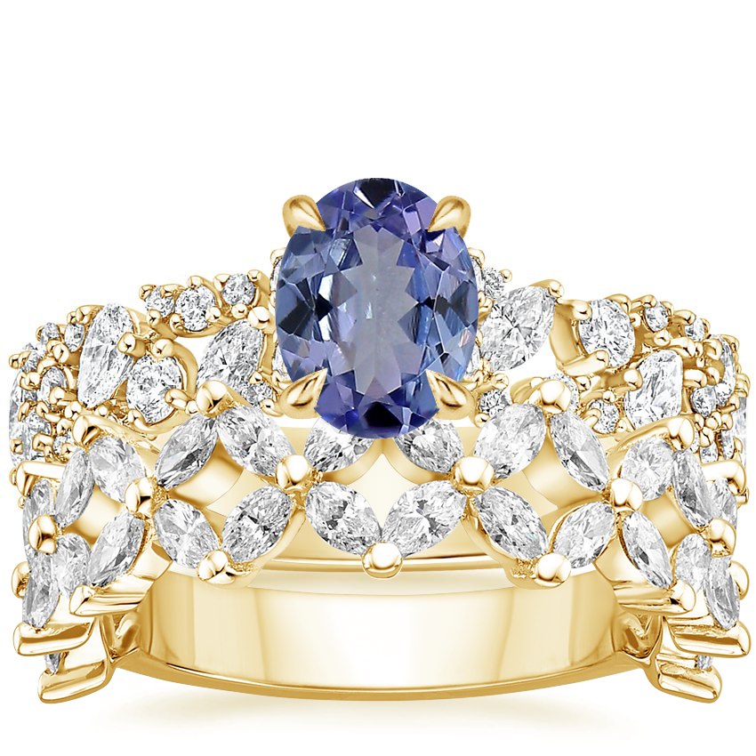 18K Yellow Gold Glacé Diamond Ring (3/4 ct. tw.) with Prism Diamond Ring (1 1/6 ct. tw.)