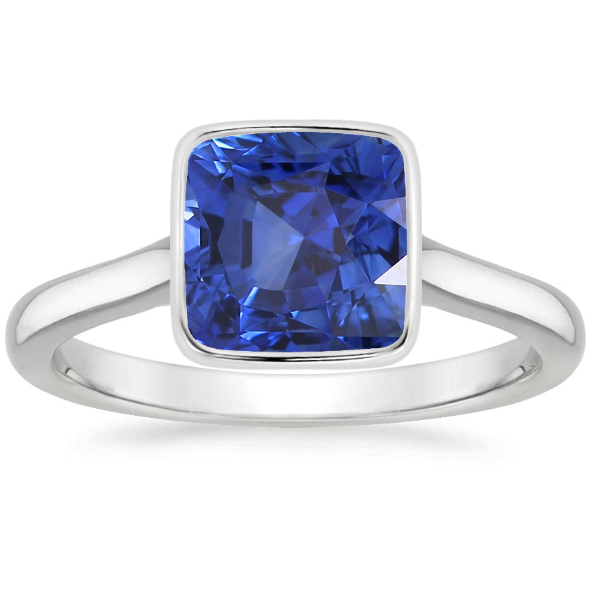 18K White Gold Luna 2mm Bezel Ring, large top view