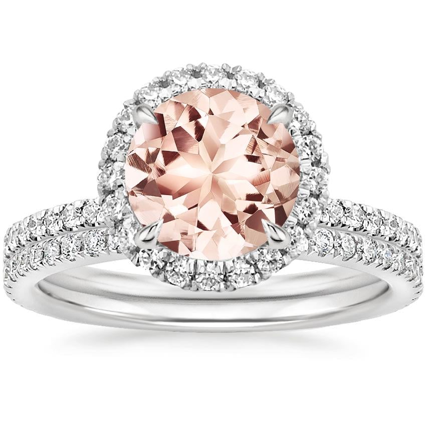 18KW Morganite Waverly Diamond Bridal Set (2/3 ct. tw.), top view