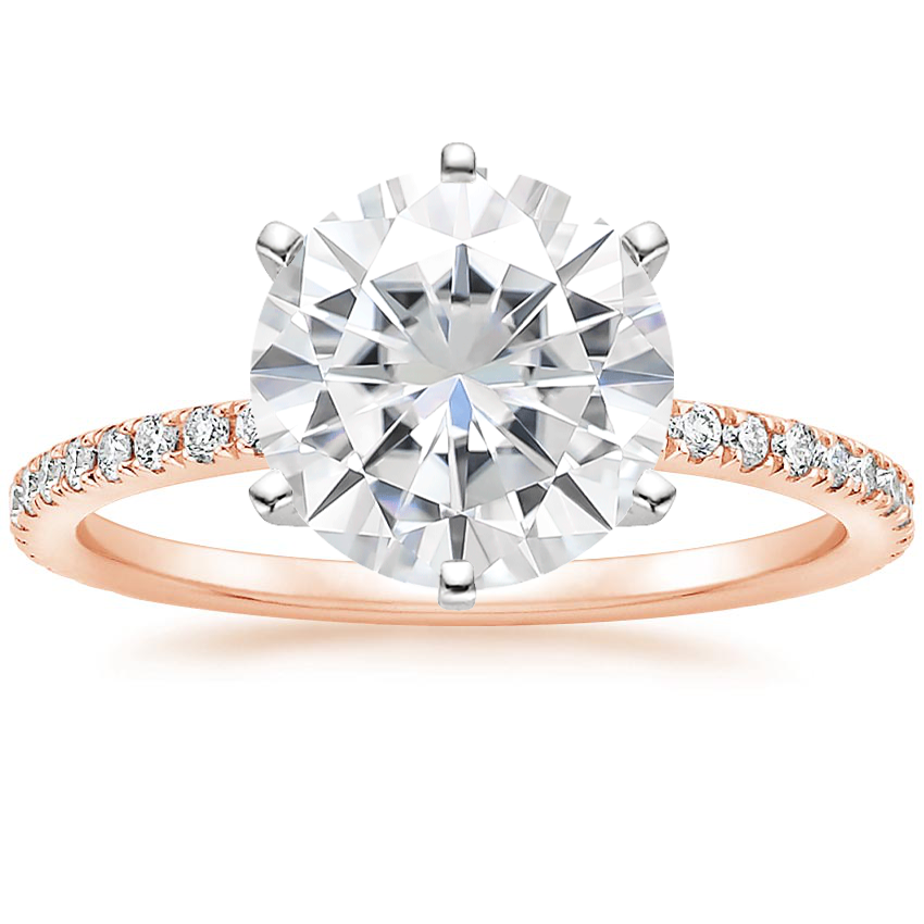 Rose Gold Moissanite Six-Prong Luxe Ballad Diamond Ring