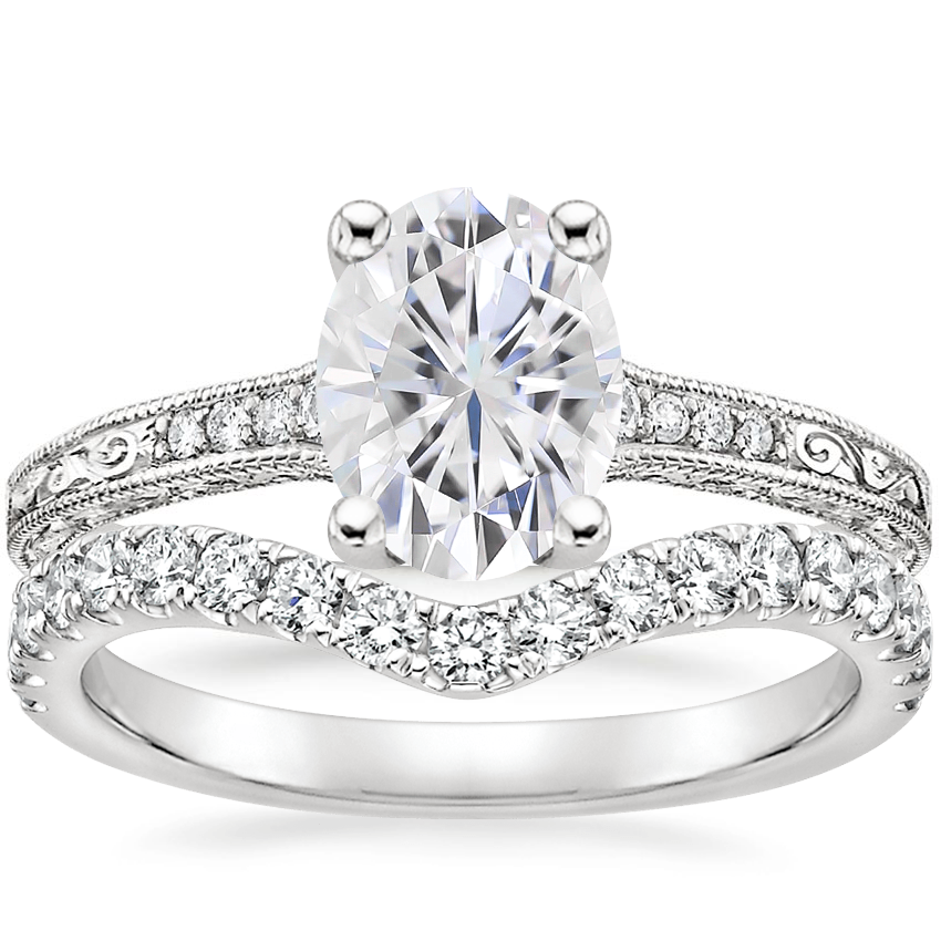 18K White Gold Luxe Hudson Diamond Ring (1/10 ct. tw.) with Luxe Flair Diamond Ring (1/3 ct. tw.)