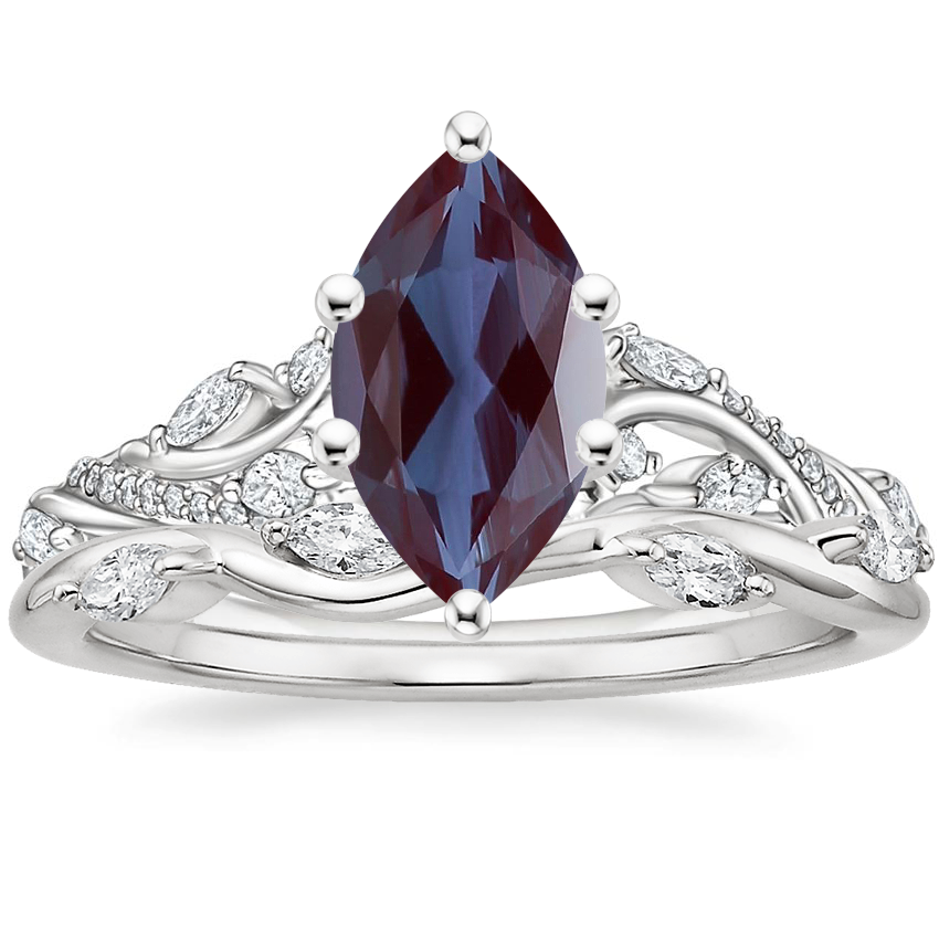 18K White Gold Begonia Vine Diamond Ring (1/2 ct. tw.) with Winding Willow Diamond Ring
