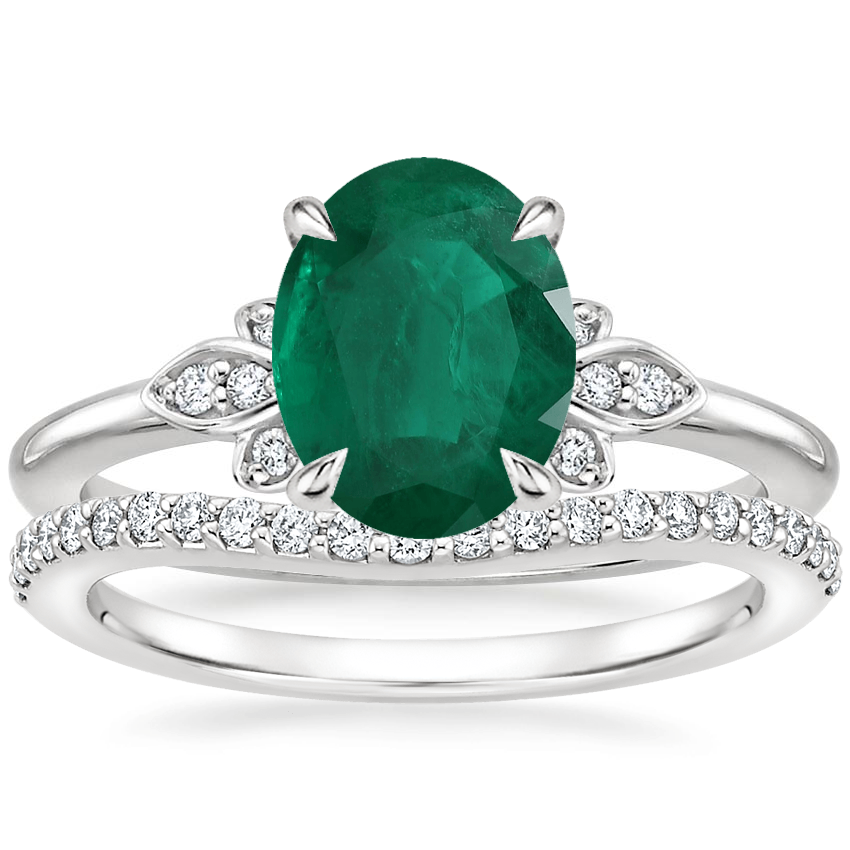 Platinum Fiore Diamond Ring with Curved Diamond Ring (1/6 ct. tw.)