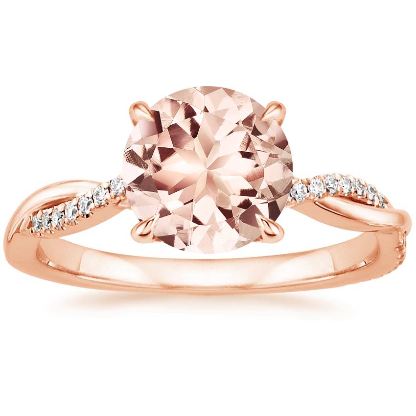 Morganite Petite Twisted Vine Diamond Ring (1/8 ct. tw.) in 14K Rose Gold
