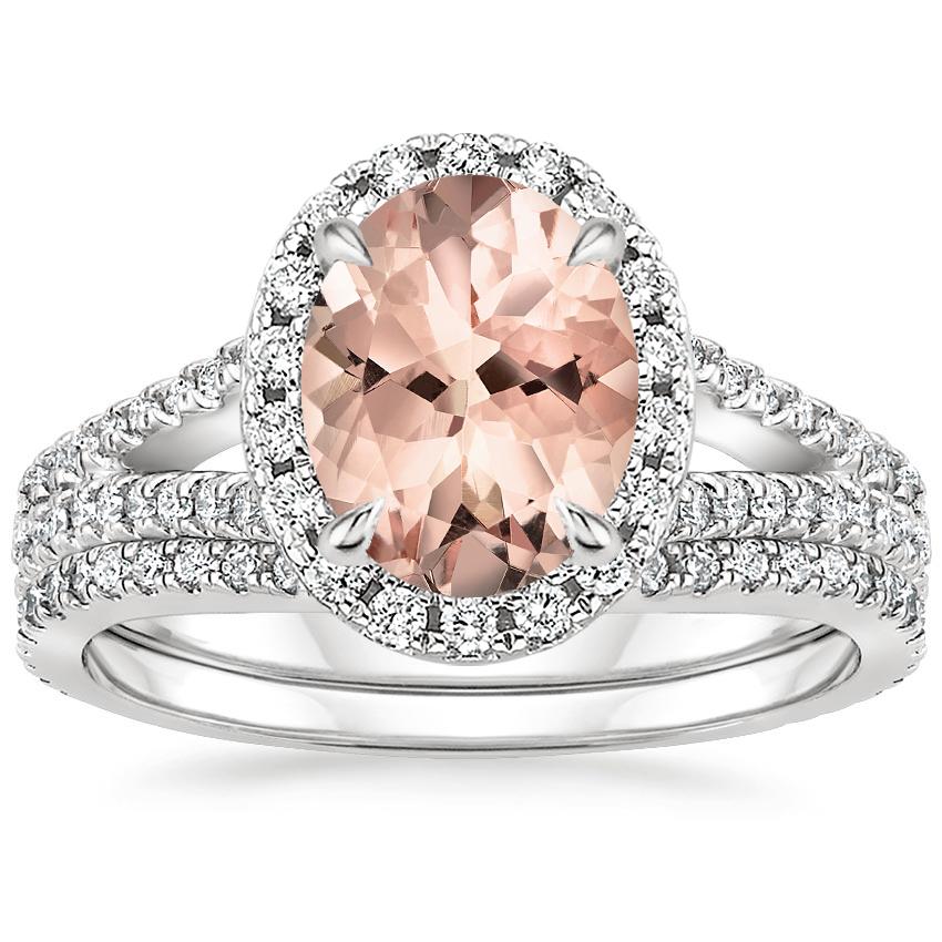 18KW Morganite Fortuna Diamond Bridal Set (2/3 ct. tw.), top view