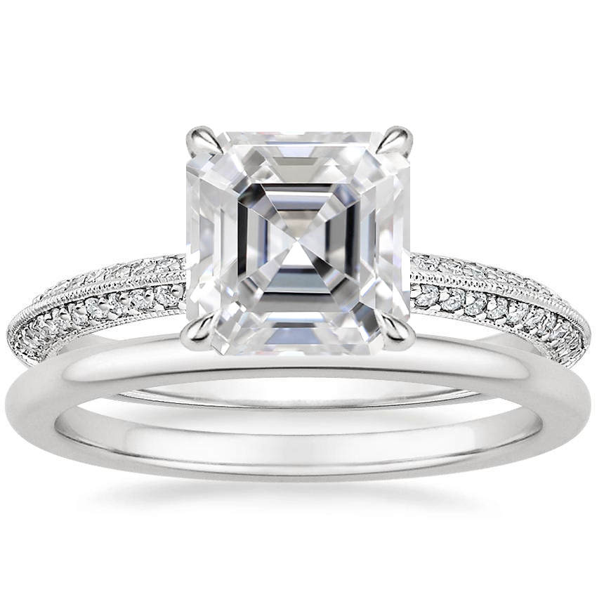 Platinum Callista Diamond Ring with Petite Comfort Fit Wedding Ring