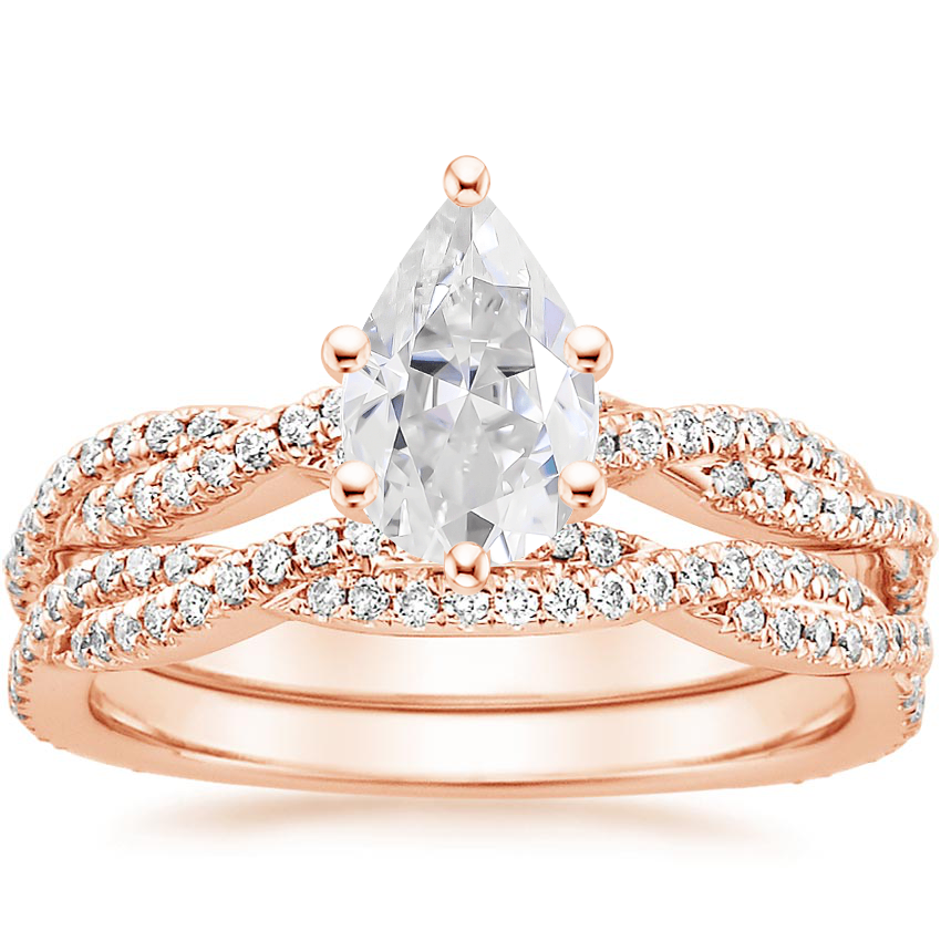 14KR Moissanite Petite Luxe Twisted Vine Bridal Set (1/2 ct. tw.), top view