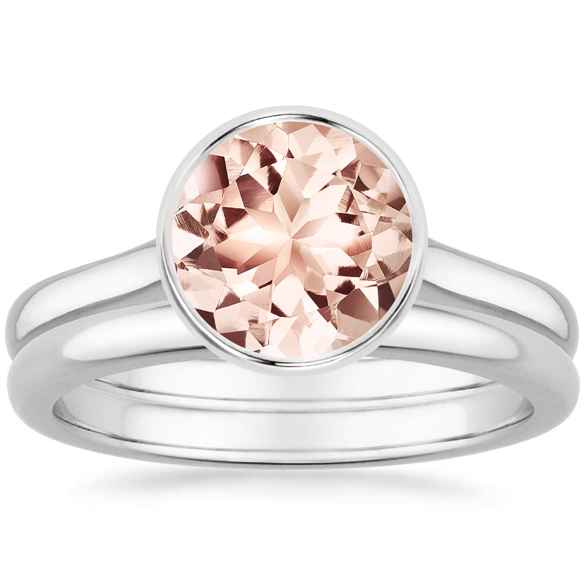 18KW Morganite Luna Bridal Set, top view