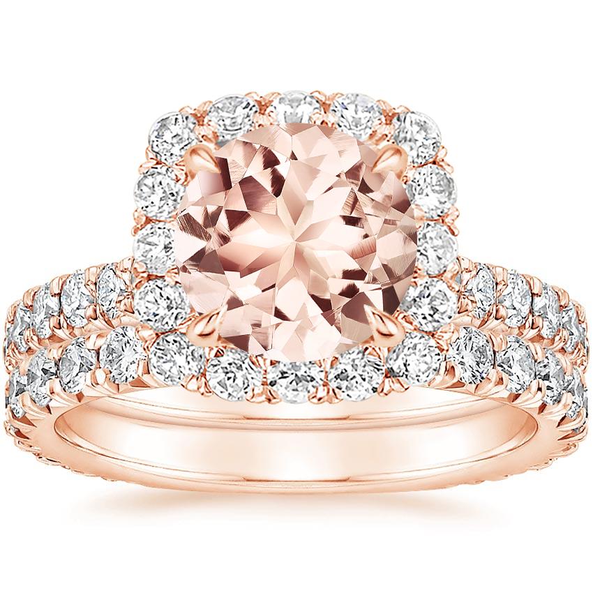 14KR Morganite Estelle Diamond Bridal Set (1 1/3 ct. tw.), top view