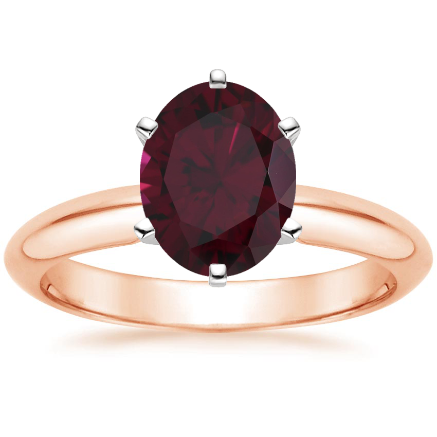 14K Rose Gold Classic Six-Prong Solitaire Ring, large top view