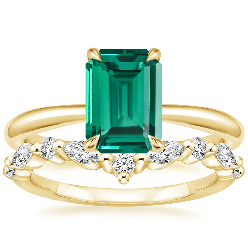 18K Yellow Gold Freesia Ring with Curved Versailles Diamond Ring