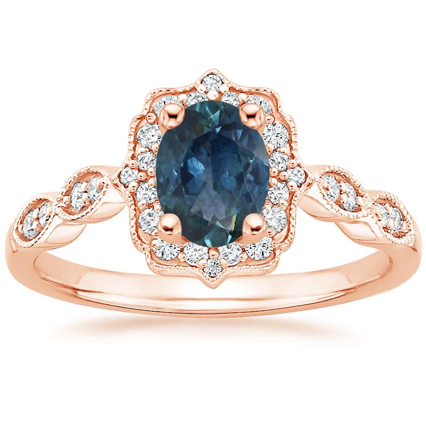 14K Rose Gold Cadenza Halo Diamond Ring, large top view