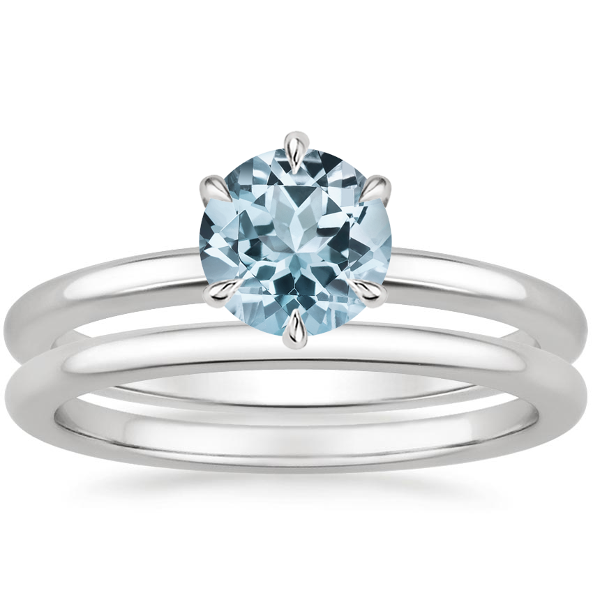18KW Aquamarine Esme Bridal Set, top view