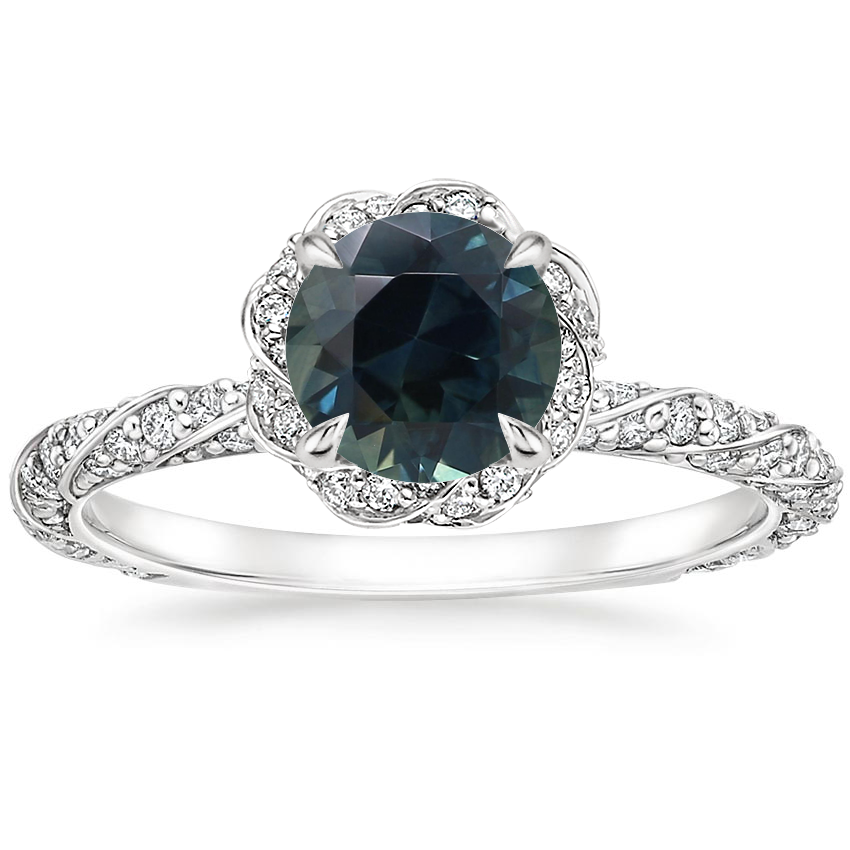 Sapphire Nova Halo Diamond Ring (1/2 ct. tw.) in 14K White Gold