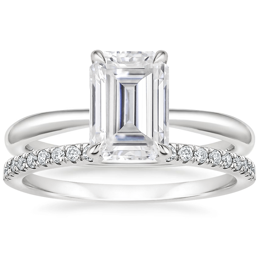 PT Moissanite Freesia Ring with Sia Diamond Open Ring, top view