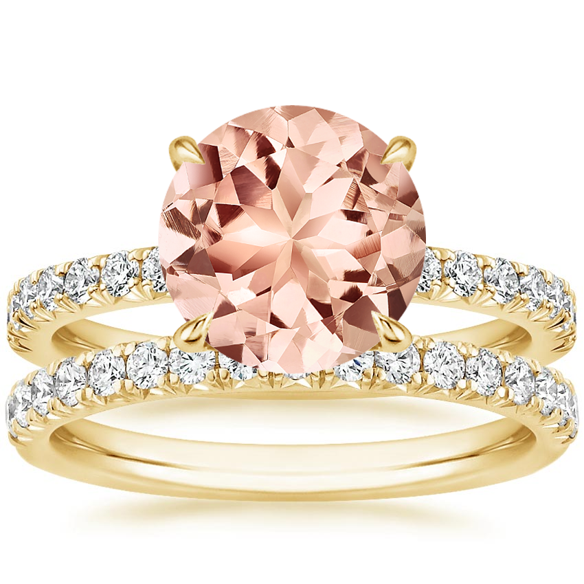 18KY Morganite Amelie Diamond Bridal Set, top view