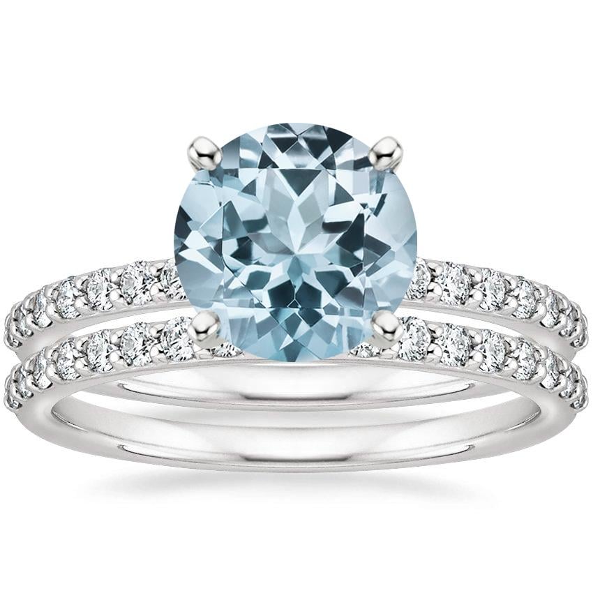 18KW Aquamarine Petite Shared Prong Bridal Set (1/2 ct. tw.), top view