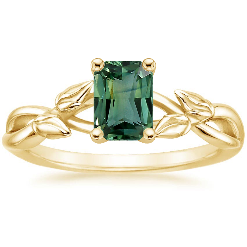 18K Yellow Gold Budding Willow Solitaire Ring, large top view