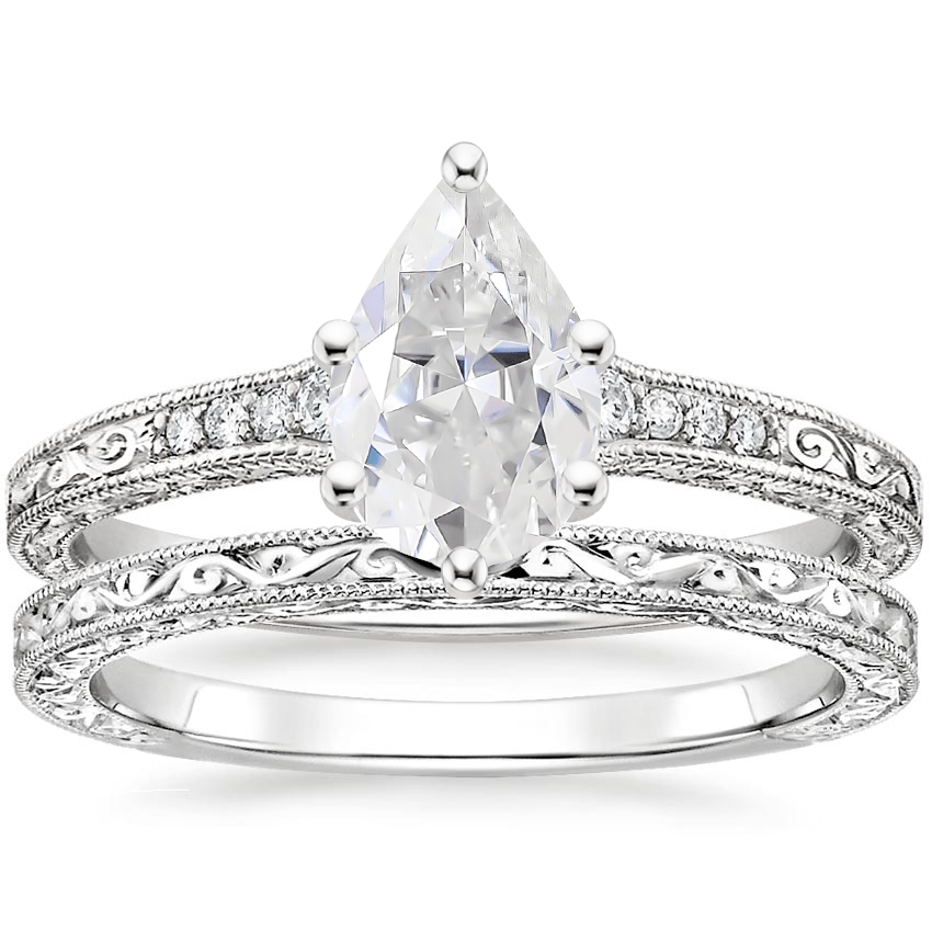 PT Moissanite Luxe Hudson Diamond Bridal Set, top view