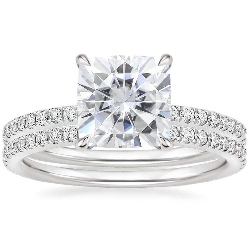 18KW Moissanite Luxe Ballad Perfect Fit Diamond Bridal Set, top view