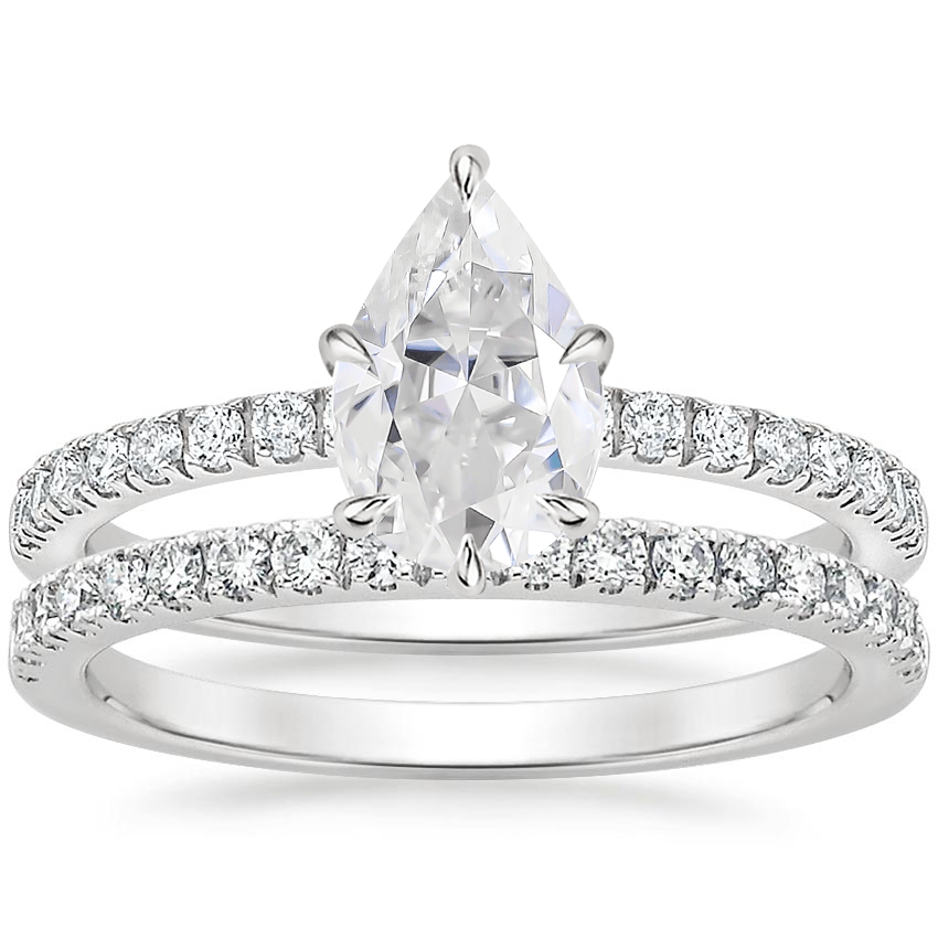 PT Moissanite Bliss Diamond Ring (1/6 ct. tw.) with Bliss Diamond Ring (1/5 ct. tw.), top view