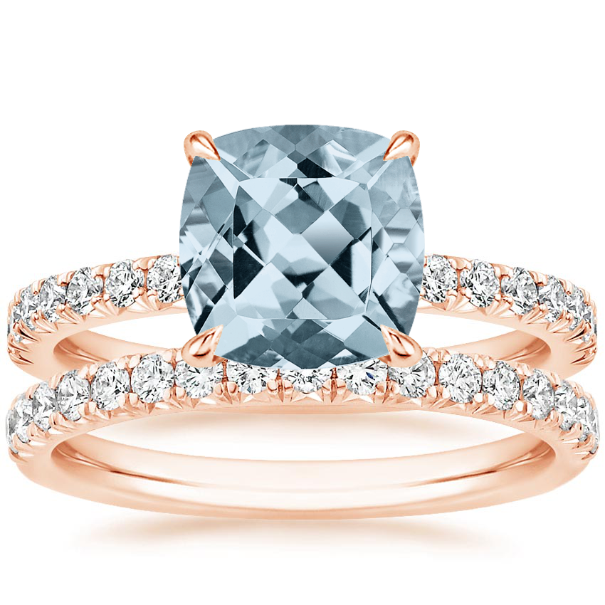 14KR Aquamarine Amelie Diamond Bridal Set, top view