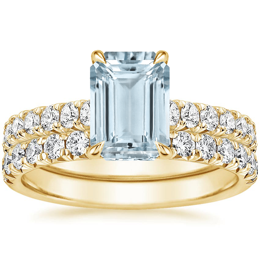 18KY Aquamarine Sienna Diamond Bridal Set (7/8 ct. tw.), top view
