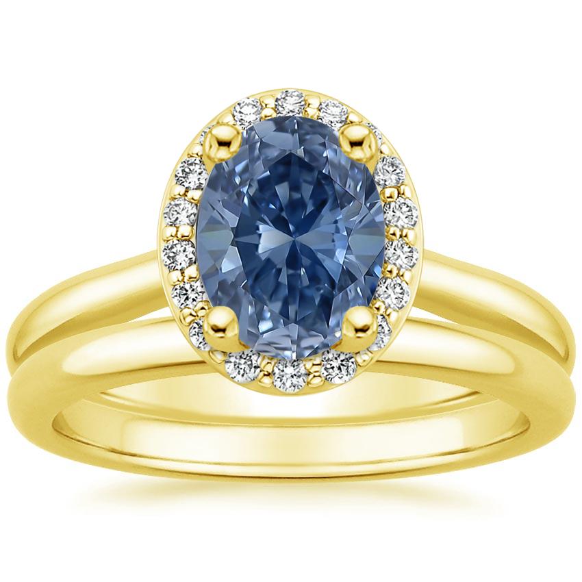 18K Yellow Gold Fancy Halo Diamond Bridal Set (1/6 ct. tw.)