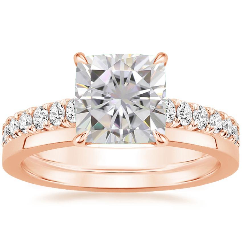 14KR Moissanite Sienna Diamond Ring (2/5 ct. tw.) with Petite Quattro Diamond Ring, top view