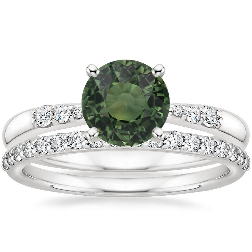 18K White Gold Lark Diamond Ring with Petite Shared Prong Diamond Ring (1/4 ct. tw.)
