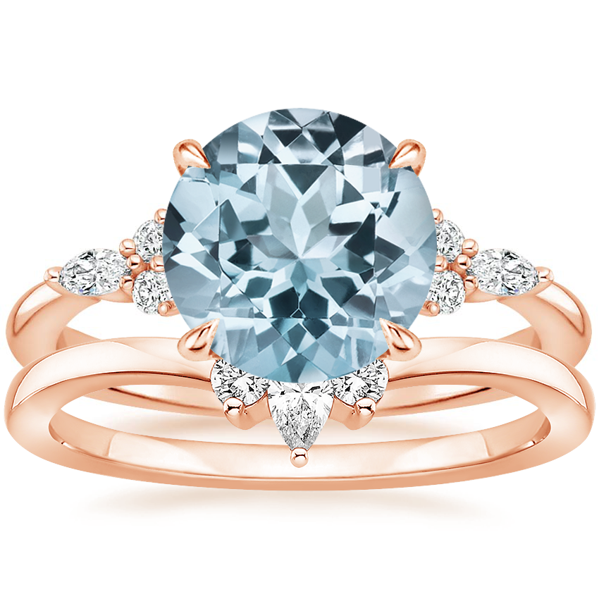 14KR Aquamarine Nadia Diamond Bridal Set, top view