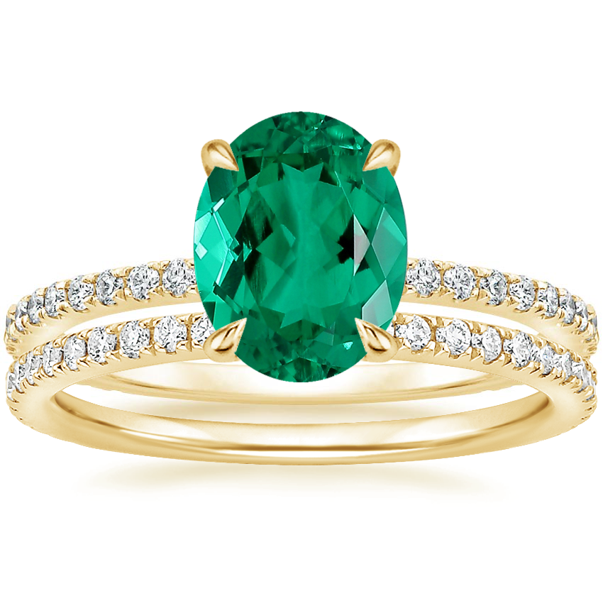 18K Yellow Gold Demi Diamond Ring with Luxe Ballad Diamond Ring