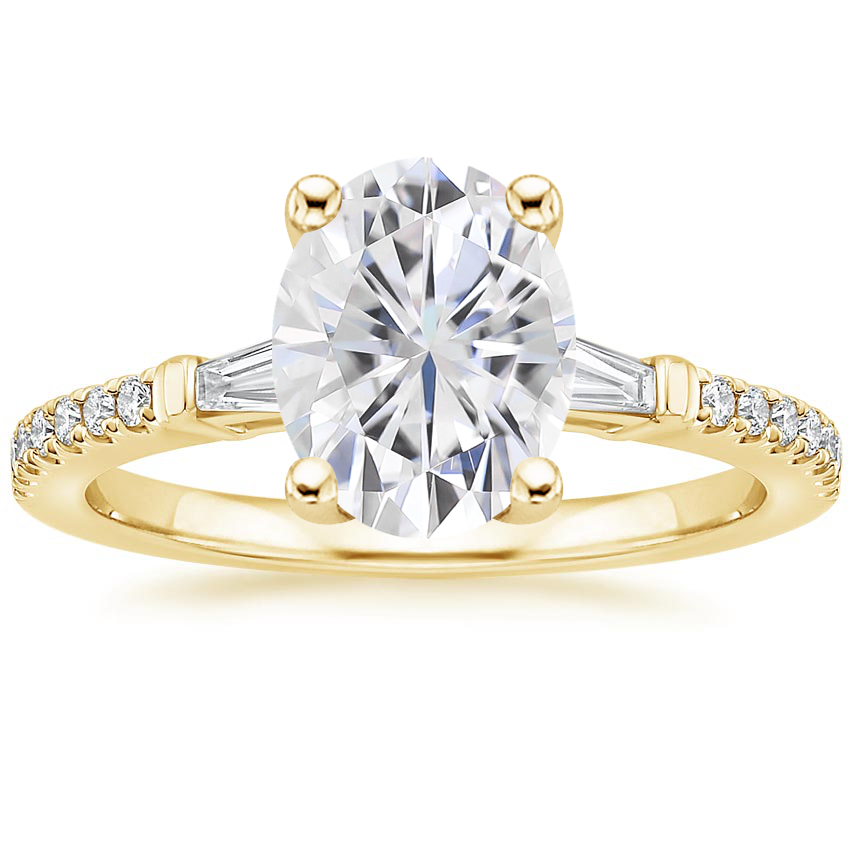 Yellow Gold Moissanite Luxe Tapered Baguette Diamond Ring (1/4 ct. tw.)