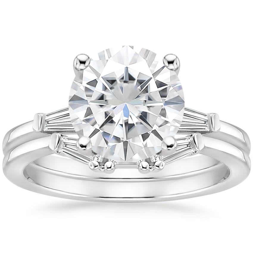 PT Moissanite Tapered Baguette Diamond Bridal Set, top view