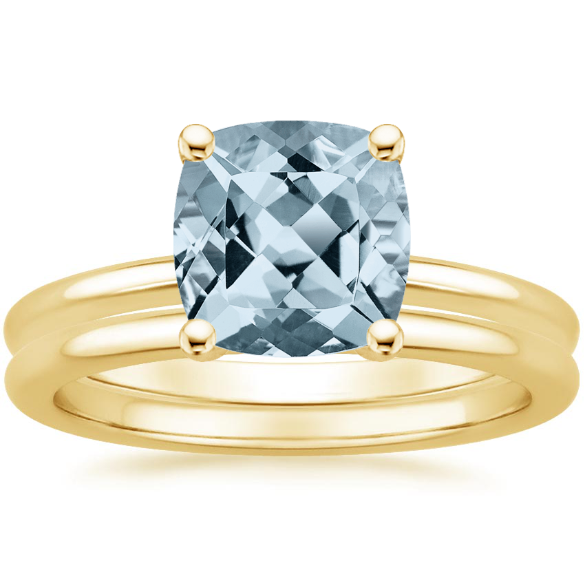 18KY Aquamarine Perfect Fit Bridal Set, top view