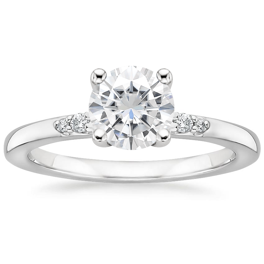 Moissanite Petite Perfect Fit Diamond Ring in 18K White Gold