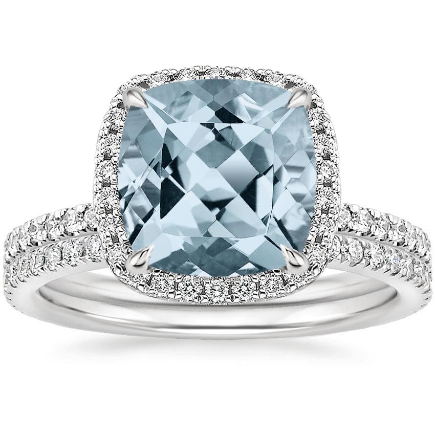 18KW Aquamarine Waverly Diamond Bridal Set (2/3 ct. tw.), top view