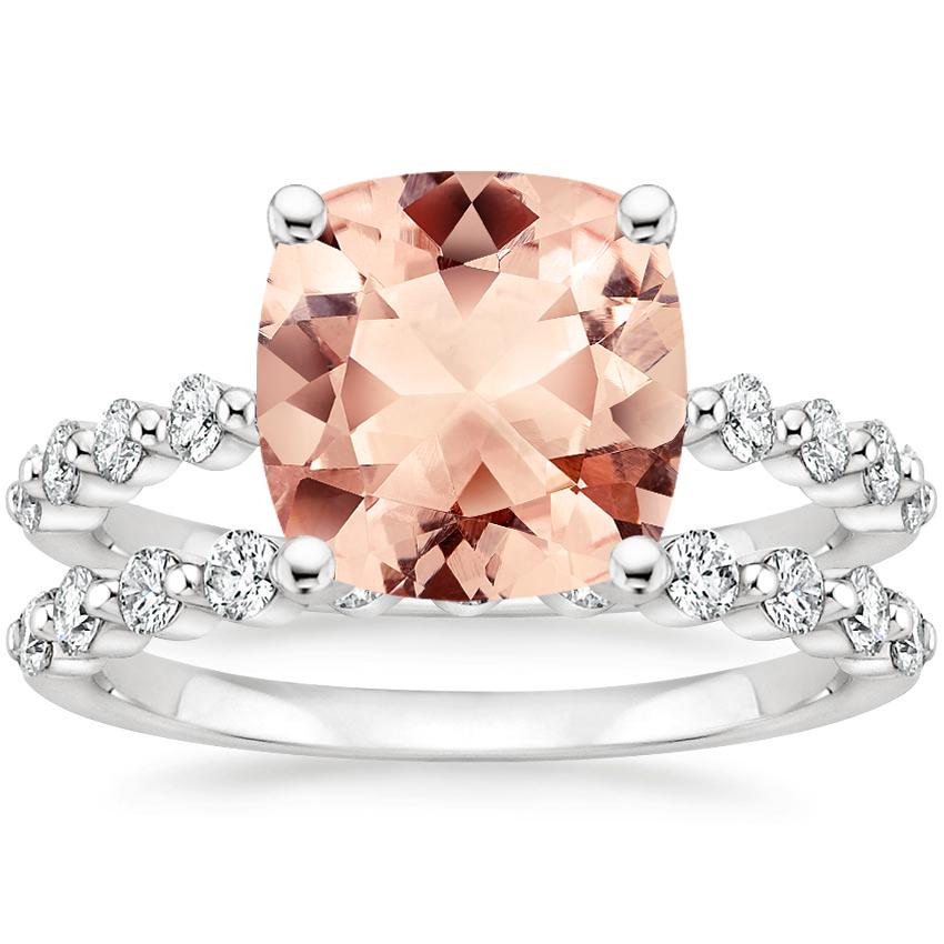 18KW Morganite Marseille Diamond Bridal Set (1/2 ct. tw.), top view