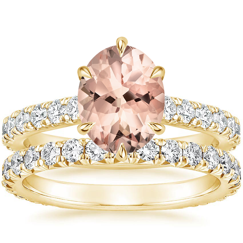 18KY Morganite Luxe Sienna Diamond Bridal Set (1 1/8 ct. tw.), top view