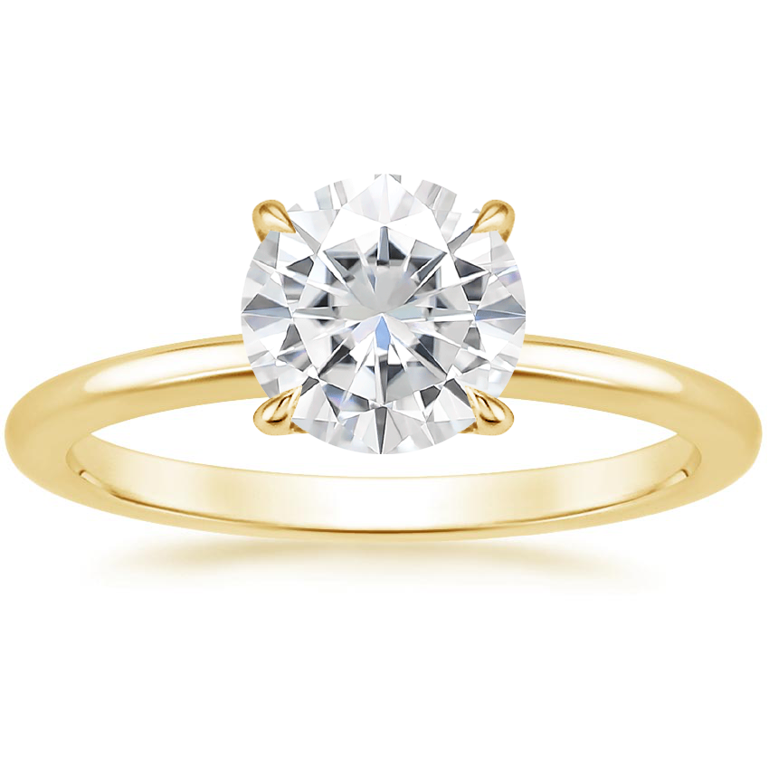 Yellow Gold Moissanite Petal Diamond Ring