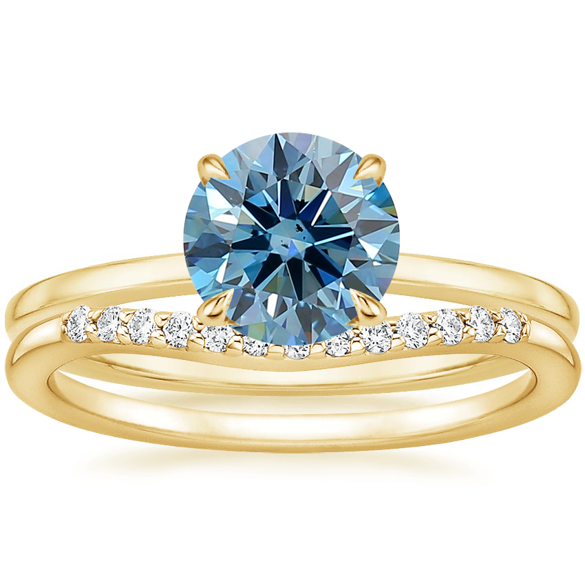 18K Yellow Gold Lumiere Diamond Ring with Petite Curved Diamond